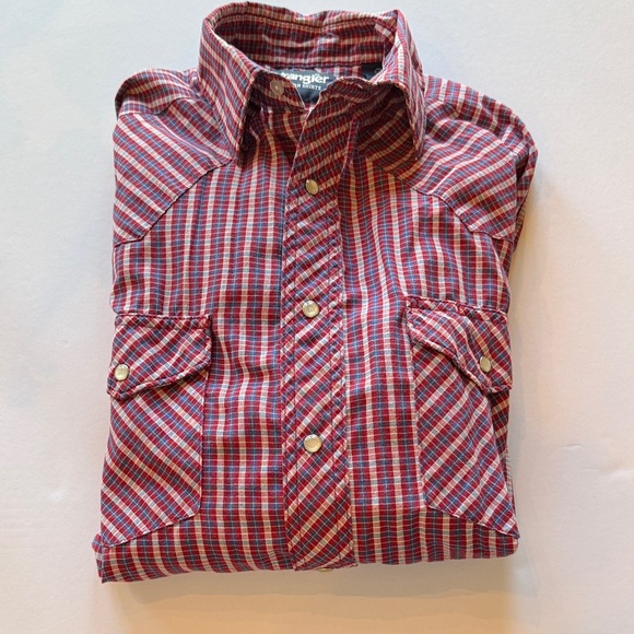 Wrangler Men's Red and Blue Checkered Shirt - Picture 1 of 5